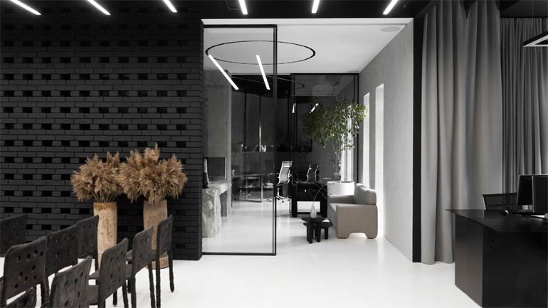 Black and White Office Interior