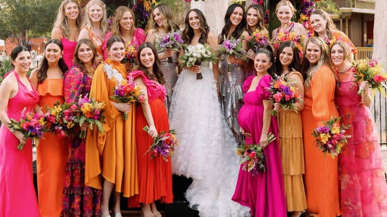 Colorful Long-Sleeve Wedding Dresses